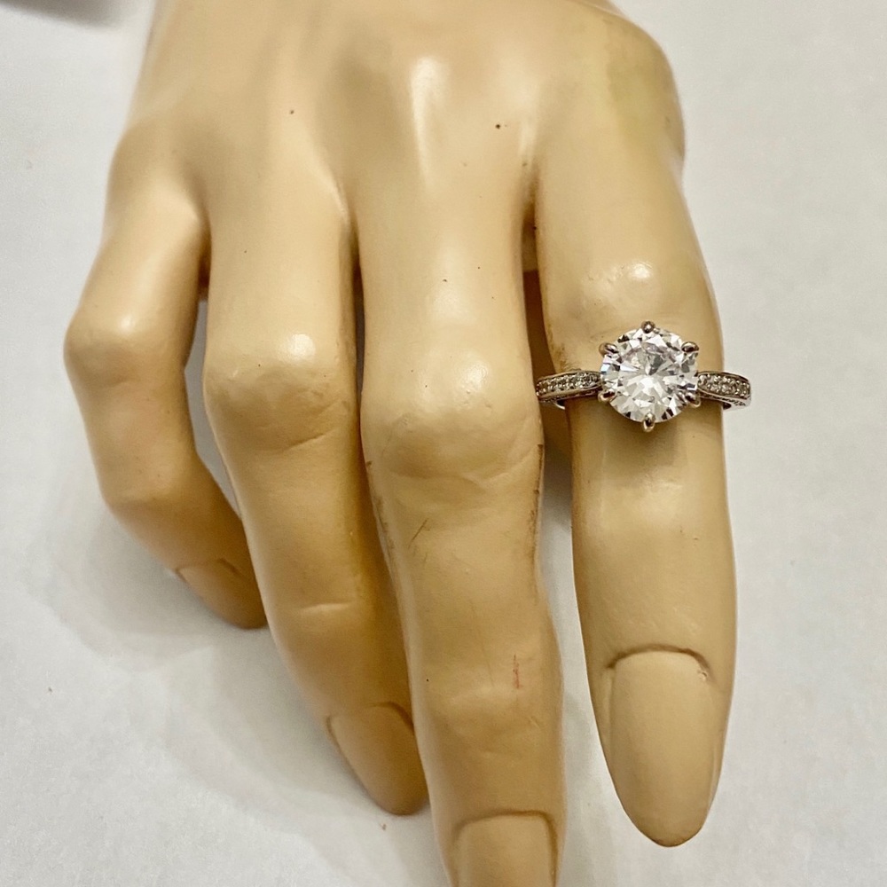 Faux Diamond- Cubic Zirconia 925 Silver Tiffany Engagement Ring